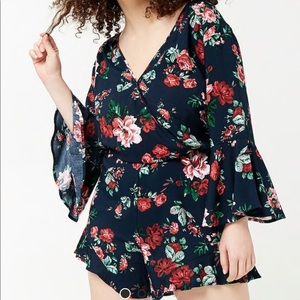 Plus Size Surplice Ruffle-Trim Romper